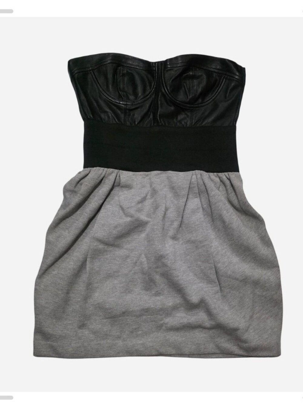 Elizabeth And James Dress Size 6 Lamb Leather Corset Tulip Black Gray Strapless
